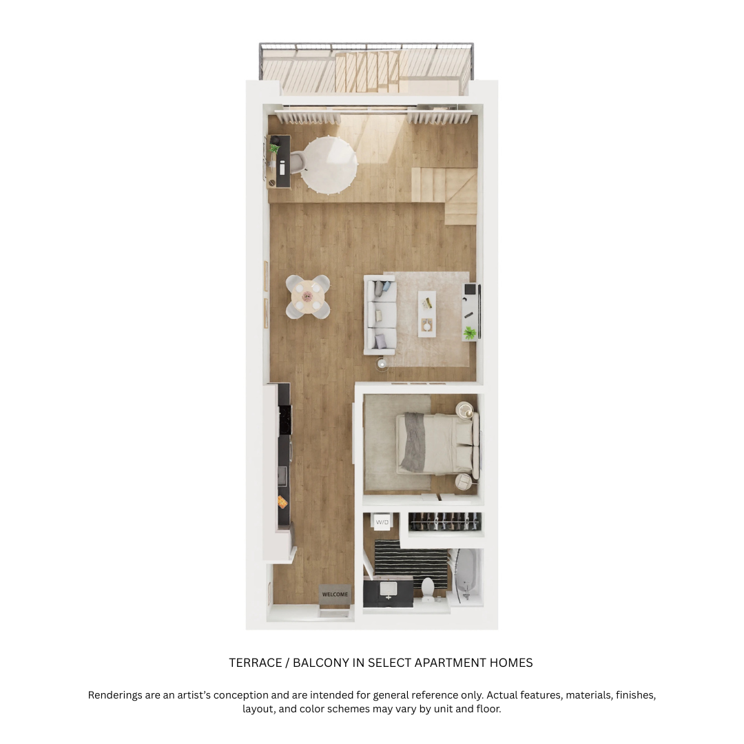 Floor plan for 1 bed, 1 bath, 706 sqft